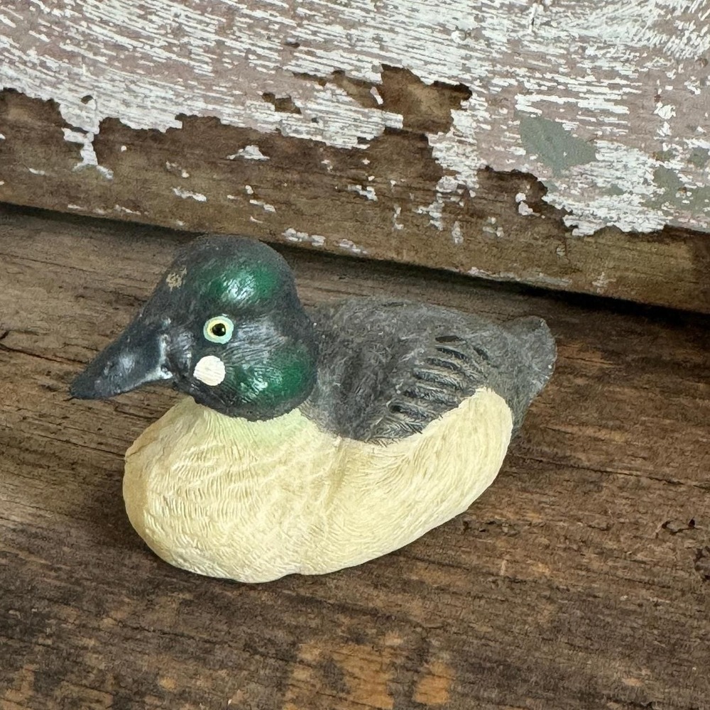 Miniature Duck Decoy Figurine Green Head Waterfowl Cabin Decor 4.5" Lodge Style